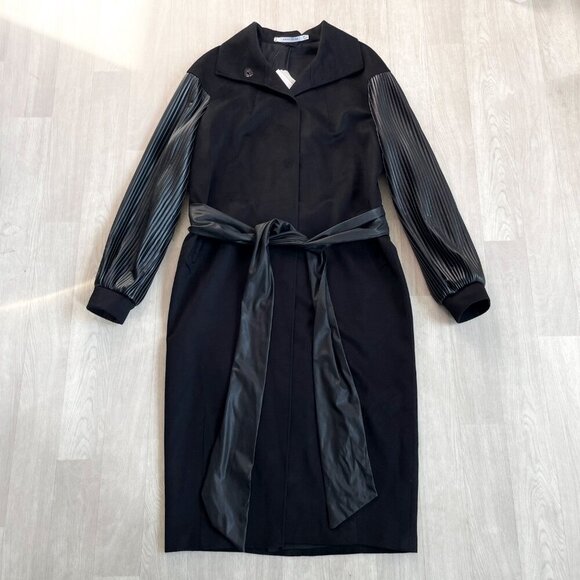 KM by Lange Cocoon Wool Coat Black Size Large NEW NWT - Picture 4 of 16